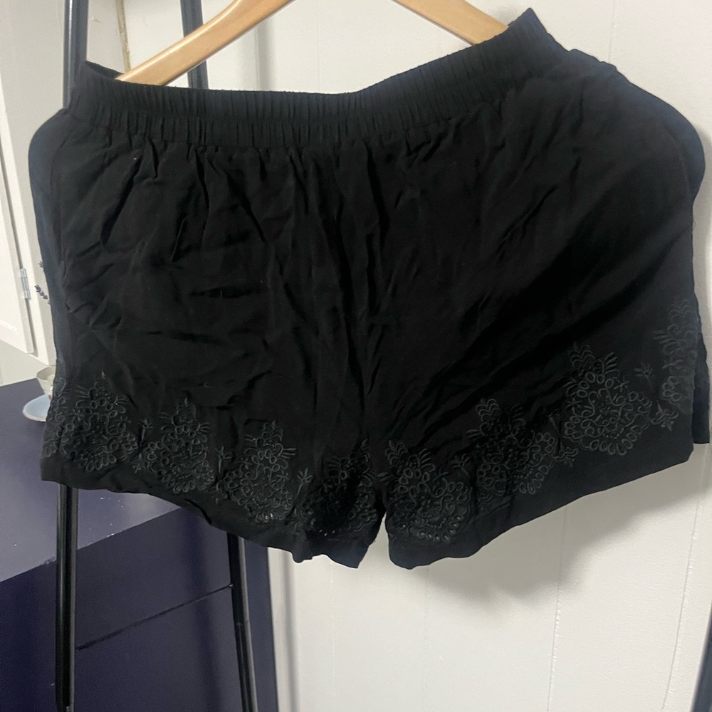 Forever 21 Black Floral Embroidered Sleep Shorts